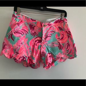Lilly Pulitzer Buttercup Flamingo Scallop Shorts